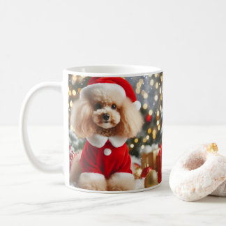 Caneca De Café Poodle Christmas Mug – Cute Dog with Santa Hat