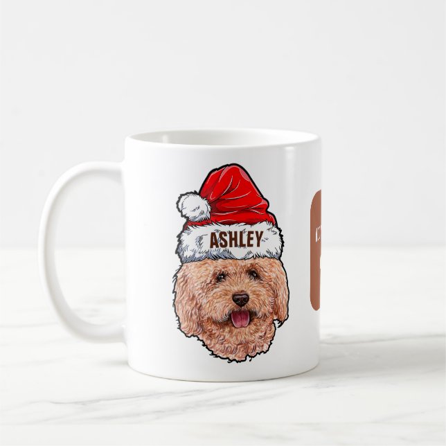 Caneca De Café Poodle com chapéu de Natal Feriado (Esquerda)