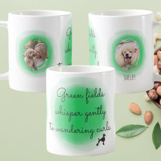 Caneca De Café Poodle de Aquarela Verde Pastel com Fotos Personal