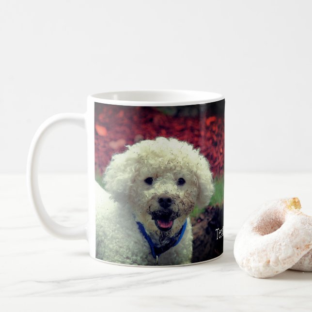 Caneca De Café Poodle Enfrentado De Lama Bonita Personalizado (Com Donut)