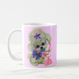 Caneca De Café poodle fofo com telefone rosa