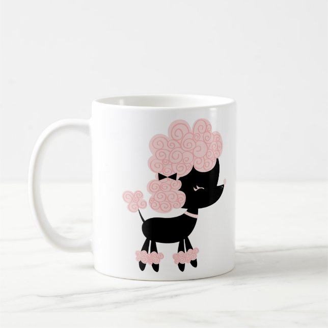 Caneca De Café Poodle Francês de Desenho Animado (Esquerda)