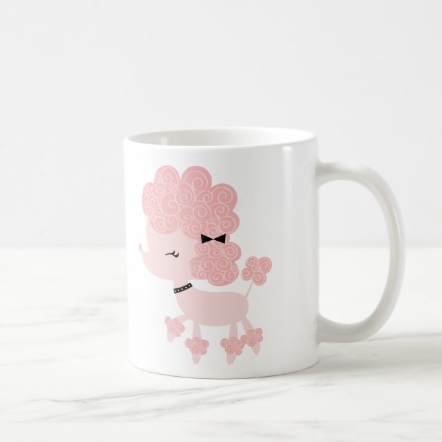 Caneca De Café Poodle Francês de Desenho Animado (Direita)
