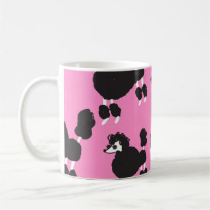 Caneca De Café Poodle francês: padrão de ilustração de vintage.