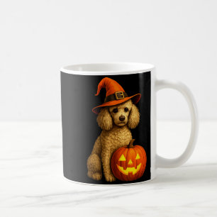 Caneca De Café Poodle Halloween Abóbora Bruxa Chapéu Cachorro Art