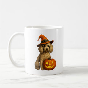 Caneca De Café Poodle Halloween Pumpkin Witch Hat Dog Art