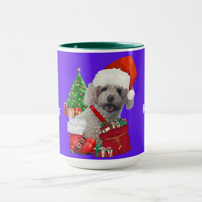 Caneca de Café Poodle Natal Férias Felizes (Centro)