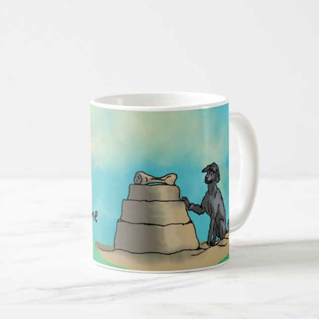 Caneca De Café Poodle Negra com Sandcastle (Frente Esquerda)