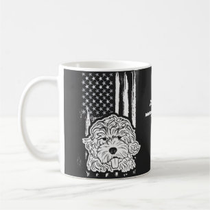 Caneca De Café Poodle Patriota Americano Cachorro Bandeira dos EU