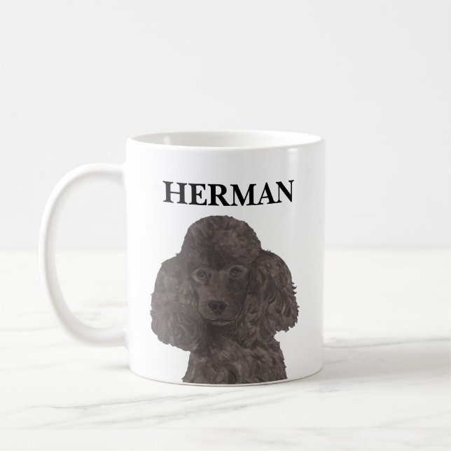 Caneca De Café Poodle Preto Personalizado (Esquerda)