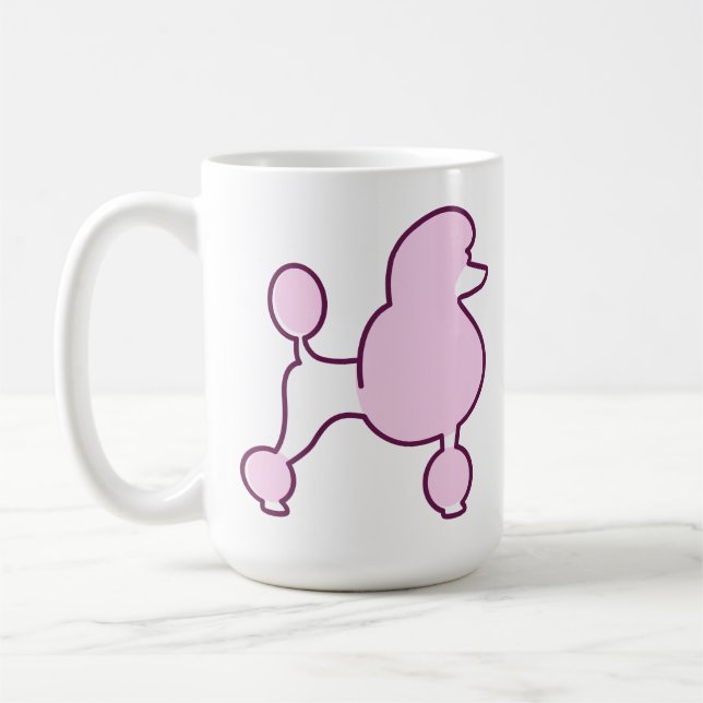 Caneca De Café Poodle Rosa de Texto Personalizado (Esquerda)