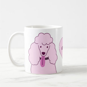 Caneca De Café Poodles Rosa de Nome Personalizado