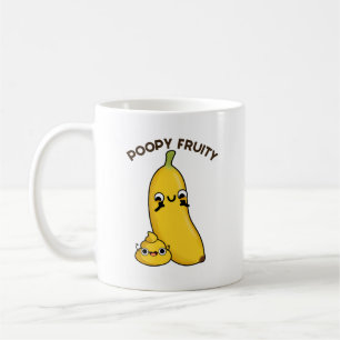 Caneca De Café Poopy Fruity Fruta Engraçada Banana Pun