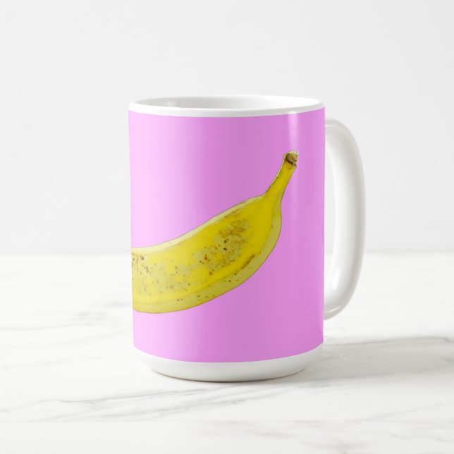 Caneca De Café Pop Art Banana em amarelo (Frente Esquerda)
