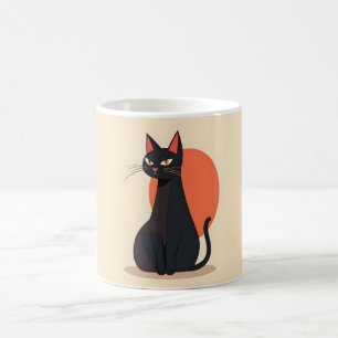 Caneca De Café Pop Art Black Cat Orange Sun