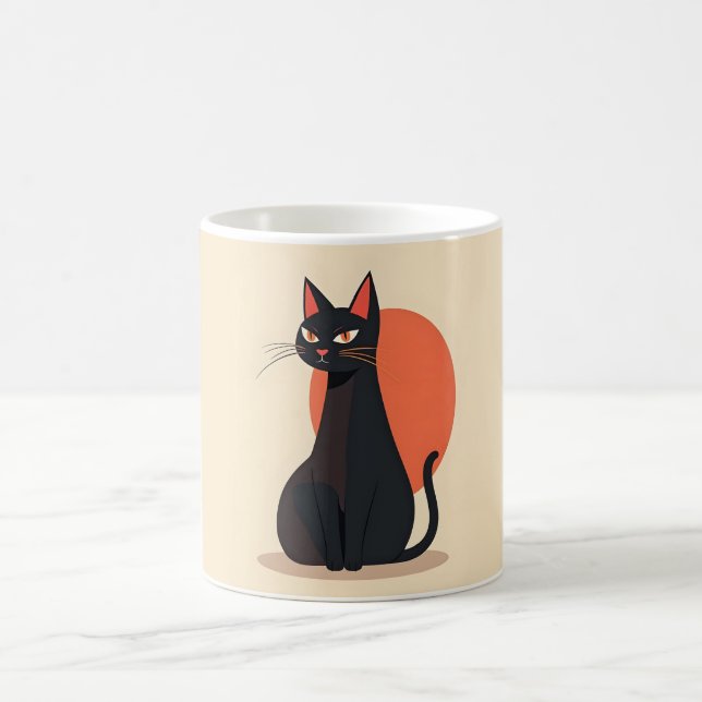 Caneca De Café Pop Art Black Cat Orange Sun (Centro)