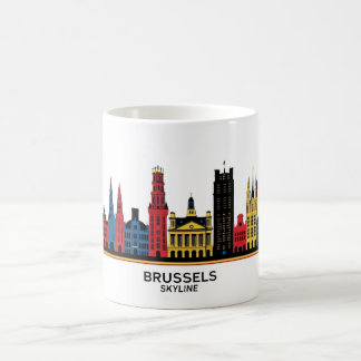 Caneca De Café Pop-Art Bruxelas Skyline 1