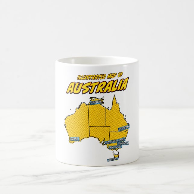 Caneca De Café Pop Art Ilustrado Austrália (Centro)
