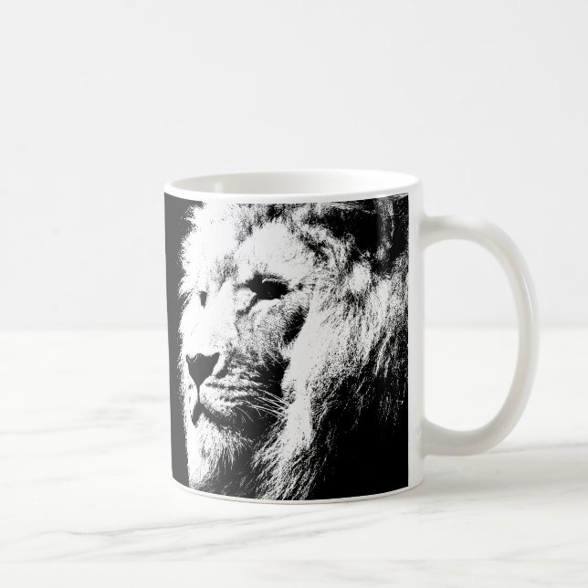 Caneca De Café Pop Art Lion Enfrenta Os Animais Rei Modelo (Direita)