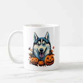 Caneca De Café Pop Art Sorridente Cachorro Rouco com Pumpkins Hal