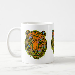 Caneca De Café Pop Art TIGER HEAD + seu backgr. & ideias
