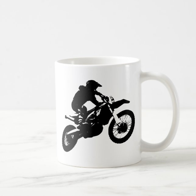 Caneca De Café Pop de Arte Branca Negra Motocross Motorcyesporte (Direita)