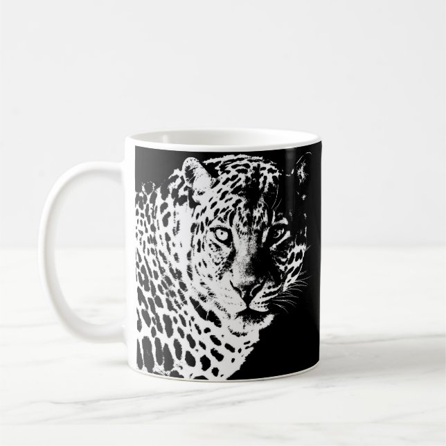 Caneca De Café Pop de Arte Moderna Cara-Leopardo (Esquerda)