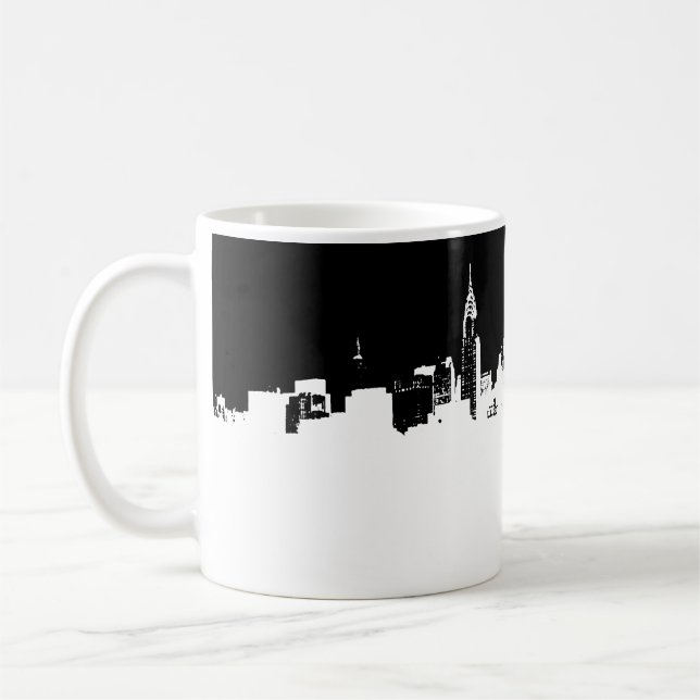 Caneca De Café Pop de Arte Nova Iorque de Linha Branca Negra (Esquerda)