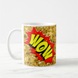 Caneca De Café Pop de banda desenhada Amarelo Vermelho WOW Novelt
