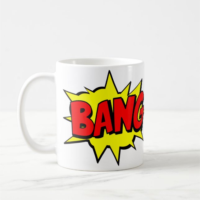 Caneca De Café Pop de banda desenhada Yellow Red BANG Novelty Eng (Esquerda)