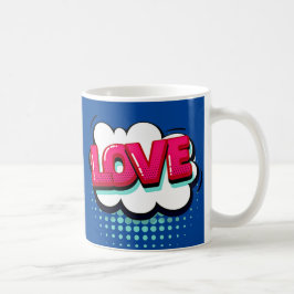 Caneca De Café Pop de BD Arte Azul Cor-de-Rosa AMOR Novidade Engr