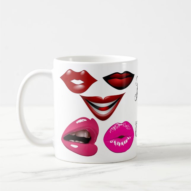 Caneca De Café Pop Funky — Lábios Sensuais de Arte 70 (Esquerda)