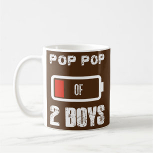 Caneca De Café Pop Pop de 2 Dois Meninos Bateria Baixa Dia dos Pa