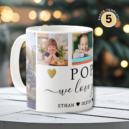 Caneca De Café POP We Love You Grandkids 5 Photo Collage  