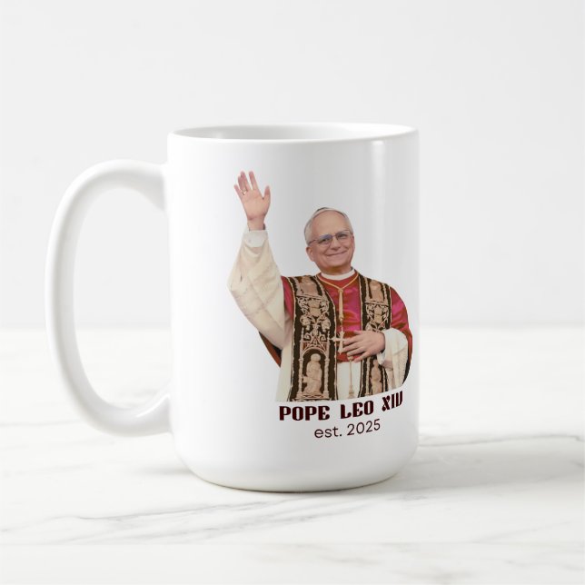 Caneca De Café Pope Leo XIV Est 2025 Commemorative (Esquerda)