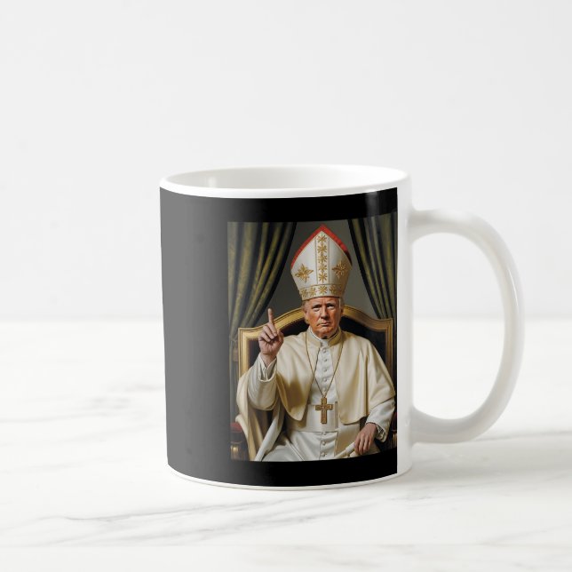 Caneca De Café Pope Trump Funny Trump Vaticano Christian Retro Ch (Direita)