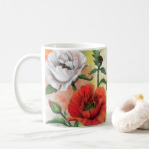 Poppies Café Mug Poppy Flowers