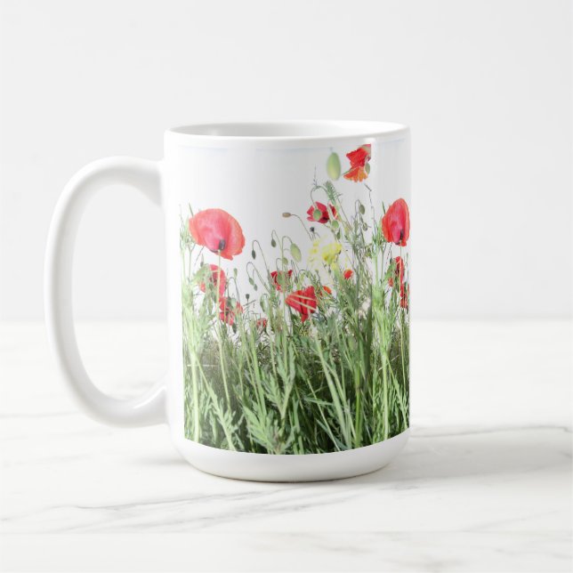 Caneca De Café Poppy field Nature floresce flores (Esquerda)