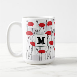 Caneca De Café Poppy flower gift botanical pretty monogram