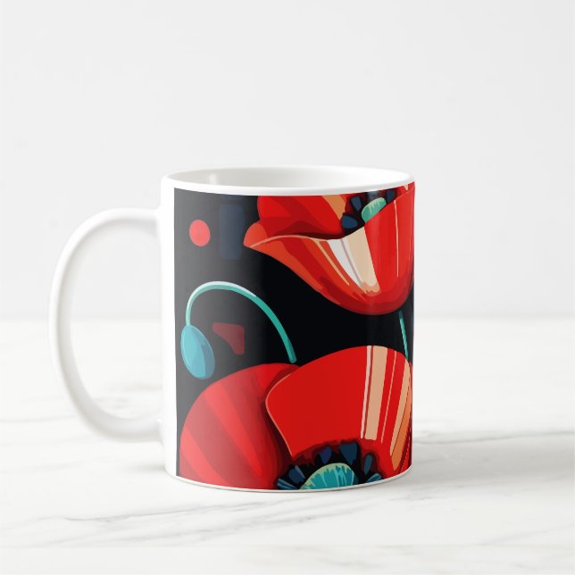 Caneca De Café Poppy Papaver flowers (Esquerda)