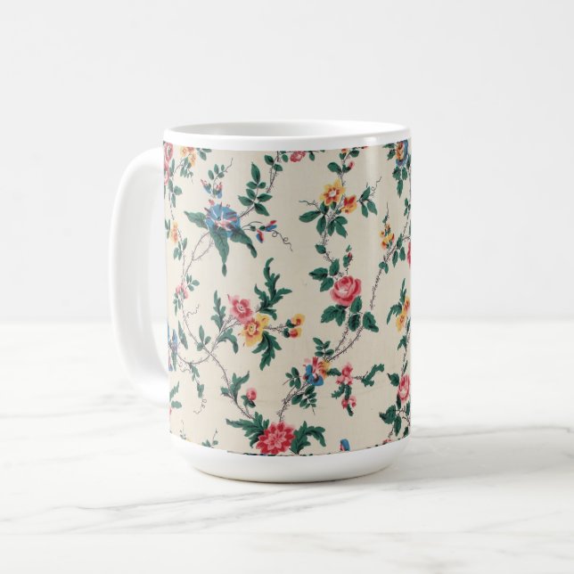 Caneca De Café Popular multicolored flower pattern (Frente Esquerda)