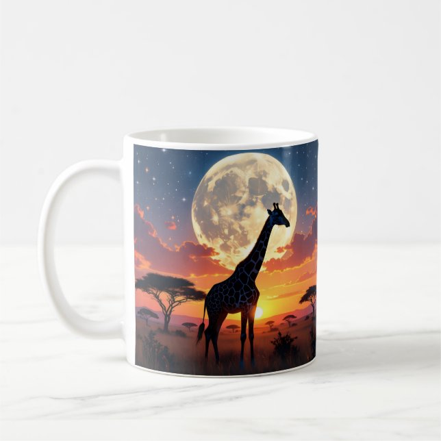 Caneca De Café Pôr do sol africano girafa lua & Mercado de rua af (Esquerda)