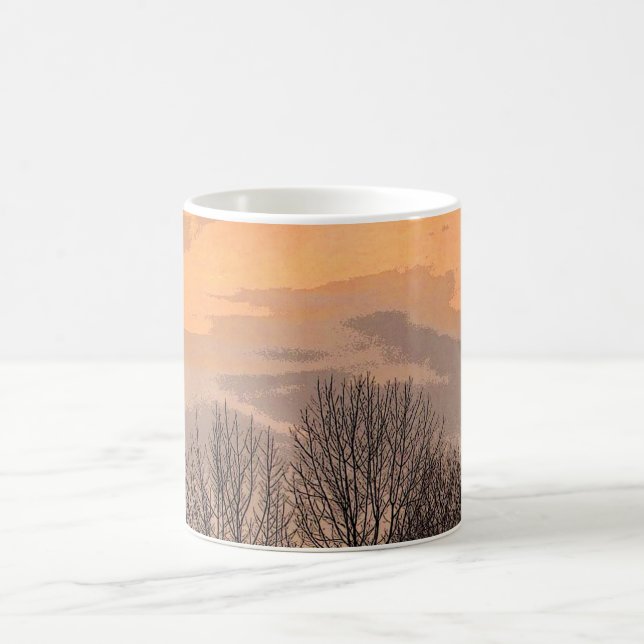Caneca De Café Pôr do sol com árvores nuas (Centro)