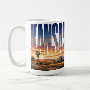 Caneca De Café Pôr do Sol da Pradaria do Kansas Paisagens Amplas