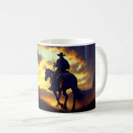 Caneca De Café Pôr do Sol de Aposentadoria de Cowboy