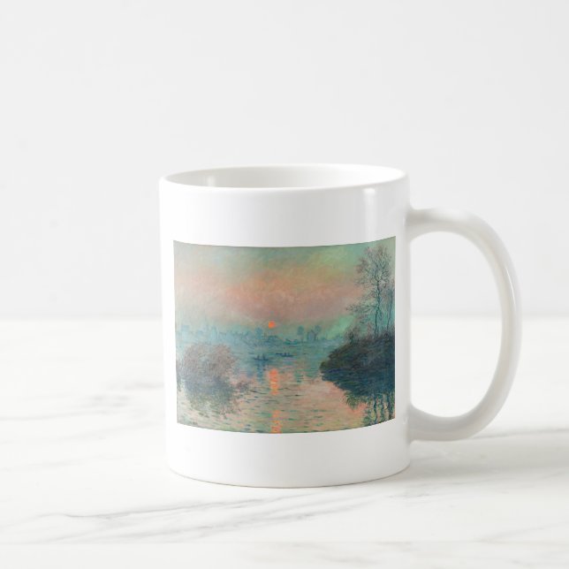 Caneca De Café Pôr do sol de Monet no Sena Arte Fina Impressionis (Direita)