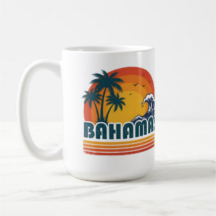 Caneca De Café Pôr do Sol de Verão Retro na Praia das Bahamas 70