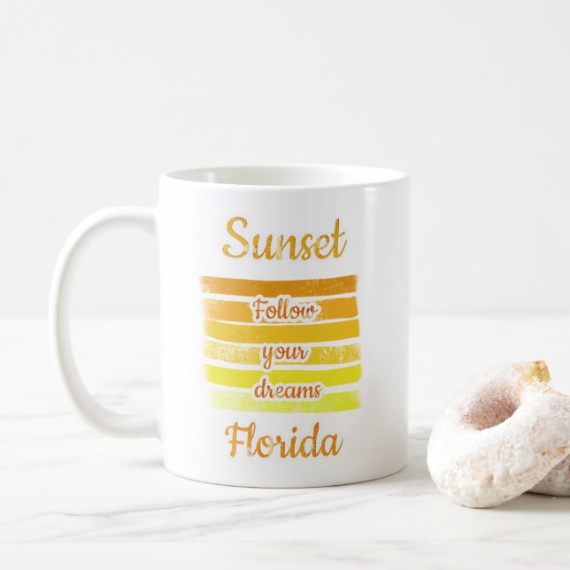Caneca De Café Pôr do Sol em Flórida Coffee Mug (Com Donut)