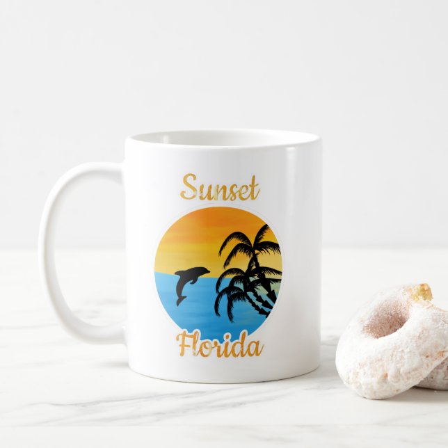 Caneca De Café Pôr do Sol em Flórida Coffee Mug (Com Donut)