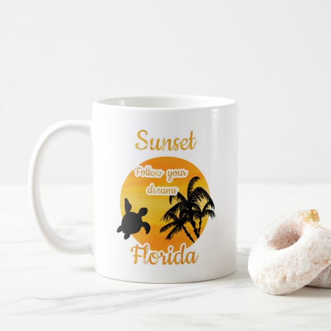 Caneca De Café Pôr do Sol em Flórida Coffee Mug (Com Donut)